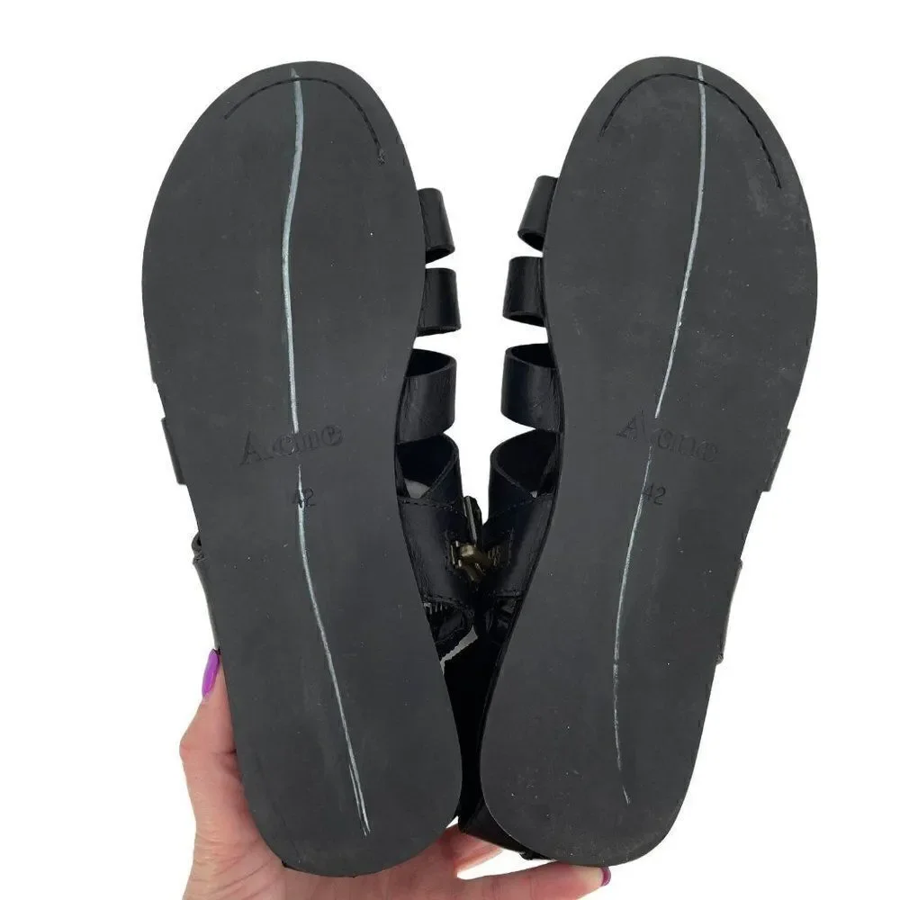 Acne Studios Tour Low Black Leather Greek Cushioned Sandals Men EU 42 US 9‎ - Picture 11 of 12